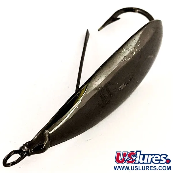 Vintage   Weedless Johnson Silver MinnowWeedless Johnson Silver Minnow, 2/5oz Black fishing spoon #12968