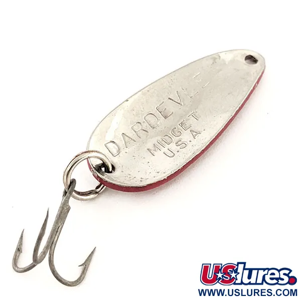 Vintage  Eppinger Dardevle Midget, 3/16oz Red / White / Nickel fishing spoon #12982