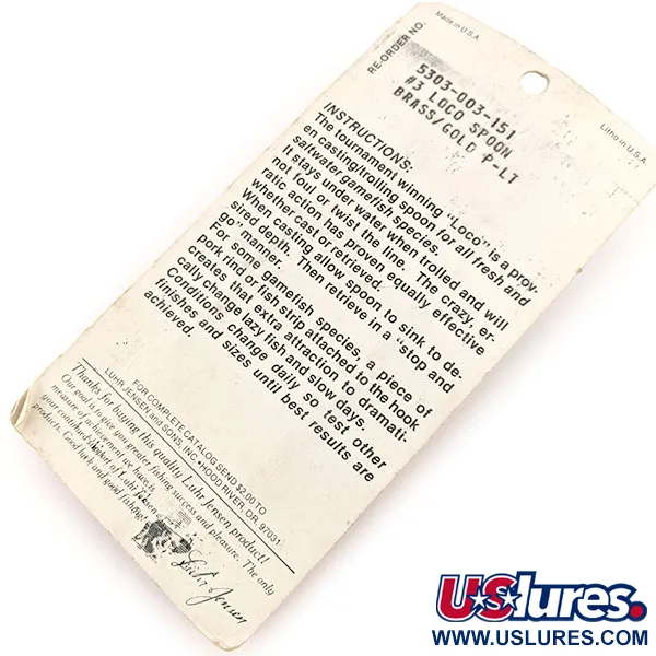   Loco 3 Luhr Jensen, 3/5oz Gold fishing spoon #13000