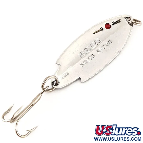 Vintage   Herter's Swiss Spoon, 1/4oz Nickel / Red fishing spoon #13028