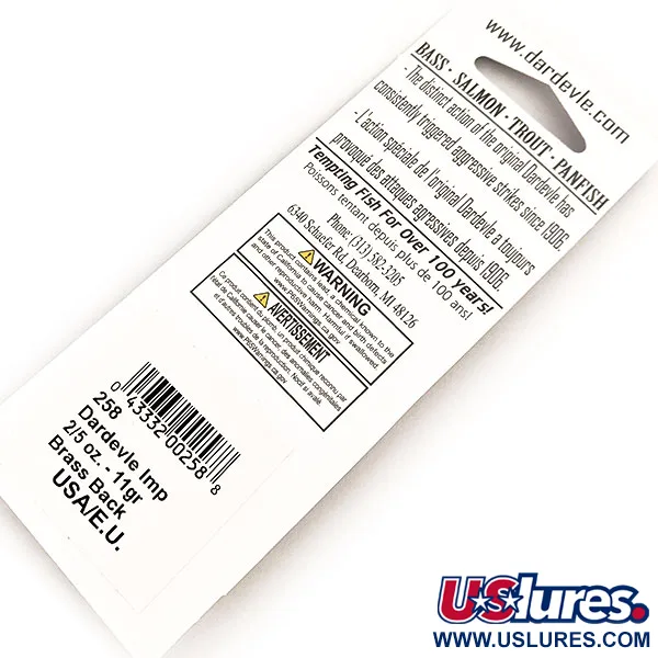  Eppinger Dardevle Imp UV, 2/5oz Fire Tiger / Brass fishing spoon #13061