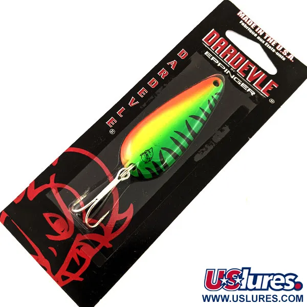  Eppinger Dardevle Imp UV, 2/5oz Fire Tiger / Brass fishing spoon #13061