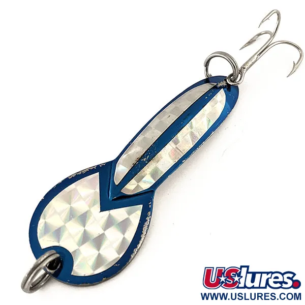 Vintage   Glen Evans Loco 3, 3/5oz Nickel / Blue fishing spoon #13100