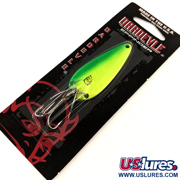  Eppinger Dardevle Imp Klicker UV, 2/5oz 70 Electric Lime (N) / Nickel fishing spoon #13101