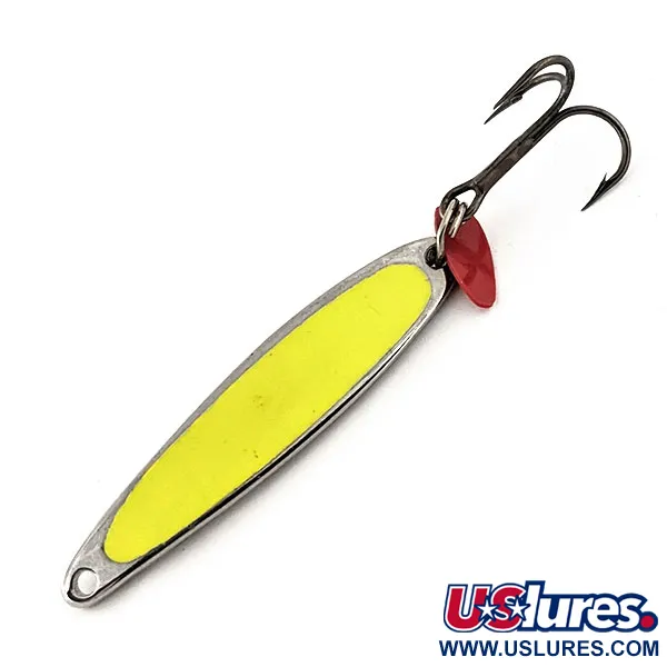 Vintage   Bay de Noc Swedish pimple #4 UV, 1/4oz Nickel / Yellow fishing spoon #13119