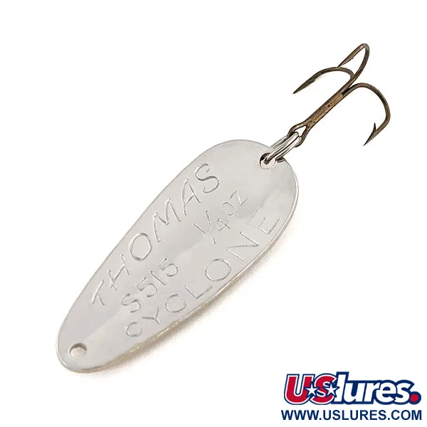 Vintage   Thomas Cyclone, 1/4oz Hammered Nickel fishing spoon #13131