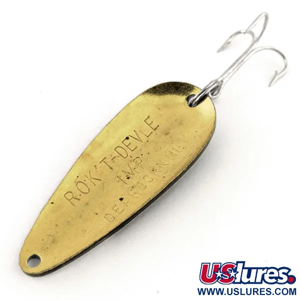 Vintage  Eppinger Dardevle Rok't Imp, 3/4oz Black / White / Brass fishing spoon #13136