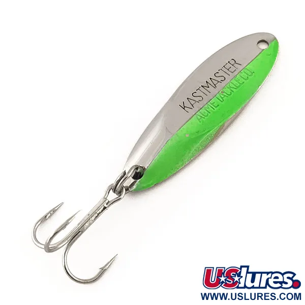 Vintage  Acme Kastmaster UV, 1/2oz Nickel / Green fishing spoon #13163