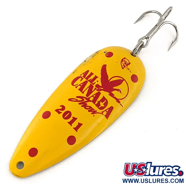 Vintage  Eppinger Dardevle Dardevlet, 3/4oz Yellow / Red / Nickel fishing spoon #13166