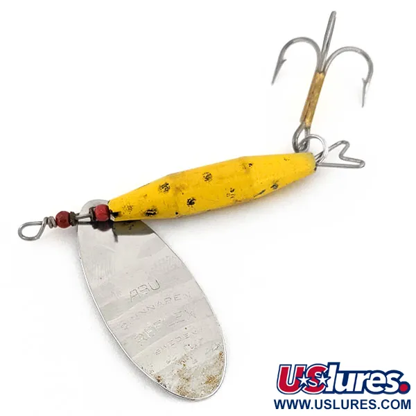 Vintage  Abu Garcia ​Abu Reflex, 2/5oz Nickel / Yellow spinning lure #13182