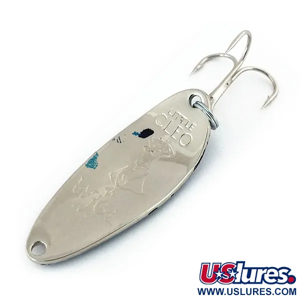 Vintage  Seneca Little Cleo (Hula Girl), 1/3oz Nickel / Blue fishing spoon #13199