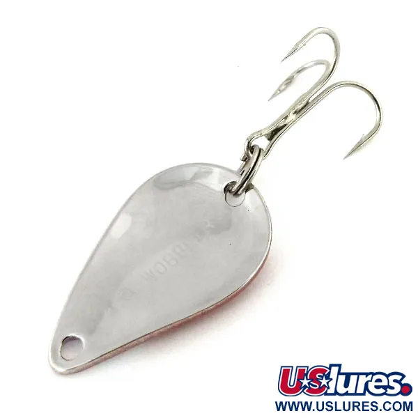 Vintage  Acme K.O. Wobbler , 1/4oz Red / White / Nickel fishing spoon #13203