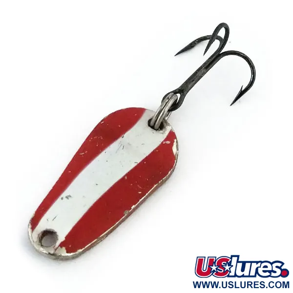 Vintage  Lucky Strike Banshee wobbler, 1/4oz Red / White / Nickel fishing spoon #13209