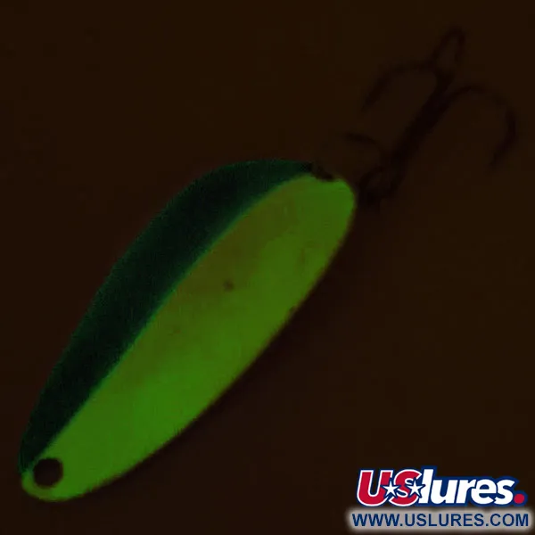 Vintage  Seneca Little Cleo (Hula Girl) trolling spoon Glow, 1/8oz Blue / White / Nickel Glow in Dark fishing spoon #13223