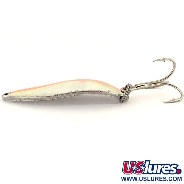 Vintage  Seneca Little Cleo (Hula Girl) Glow, 2/3oz Orange / White / Nickel fishing spoon #13224