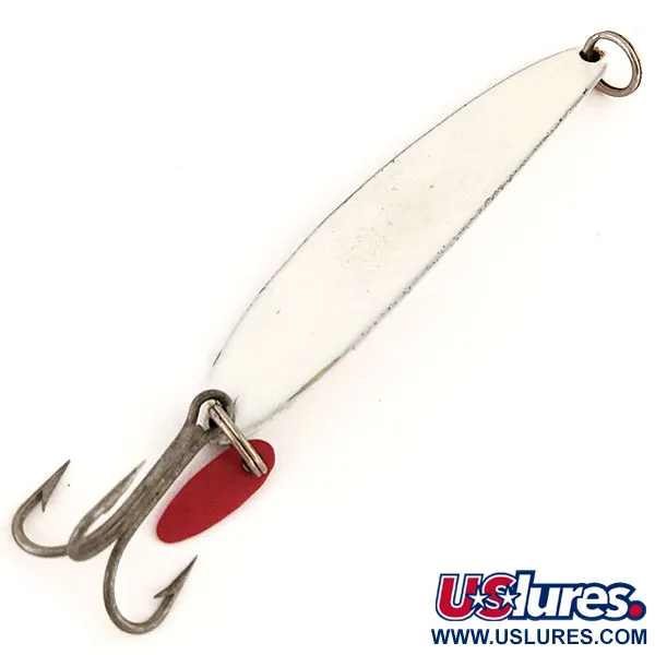 Vintage   Bay de Noc Swedish pimple #8, 1oz White Pearl fishing spoon #13228