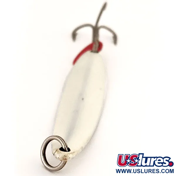 Vintage   Bay de Noc Swedish pimple #8, 1oz White Pearl fishing spoon #13228