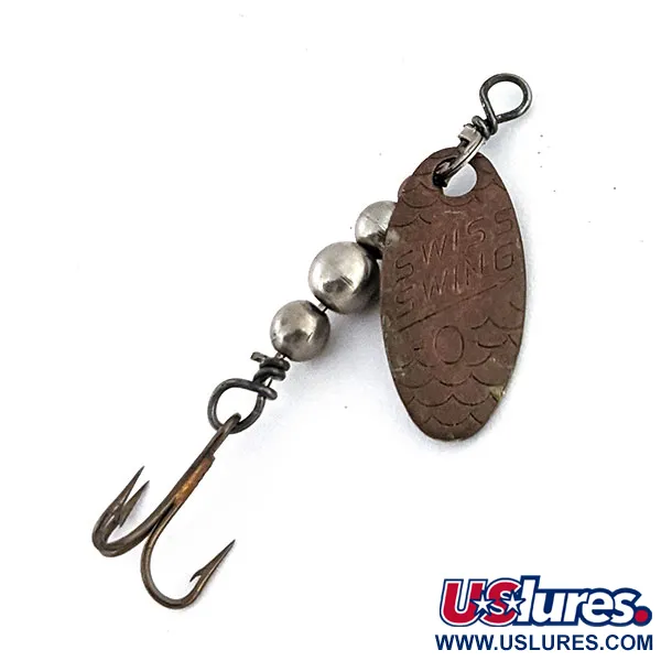 Vintage  Renosky Lures Swiss Swing 0, 1/16oz Bronze (Brass) spinning lure #13230