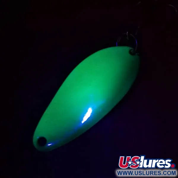 Vintage   Little Cleo Seneca UV, 1/4oz Yellow / Green / Nickel fishing spoon #13253