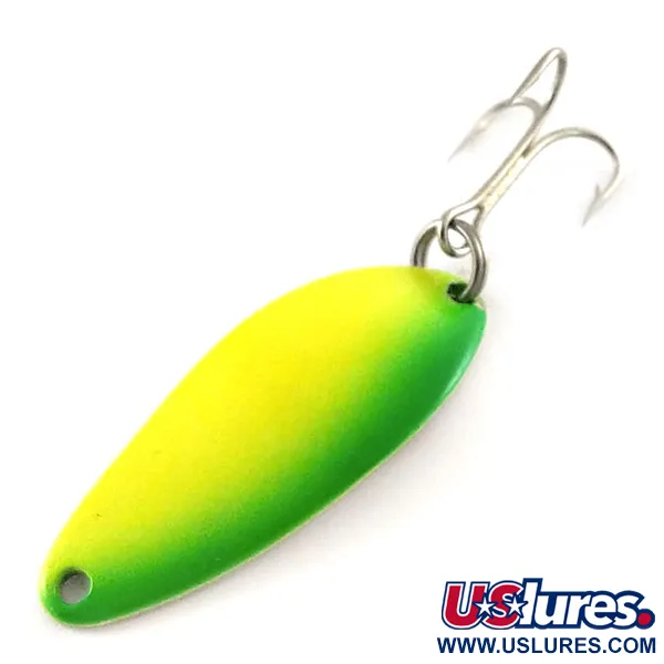 Vintage   Little Cleo Seneca UV, 1/4oz Yellow / Green / Nickel fishing spoon #13253