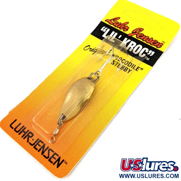  Luhr Jensen Lil' Kroc (Krocodile Stubby), 3/16oz Gold fishing spoon #13424