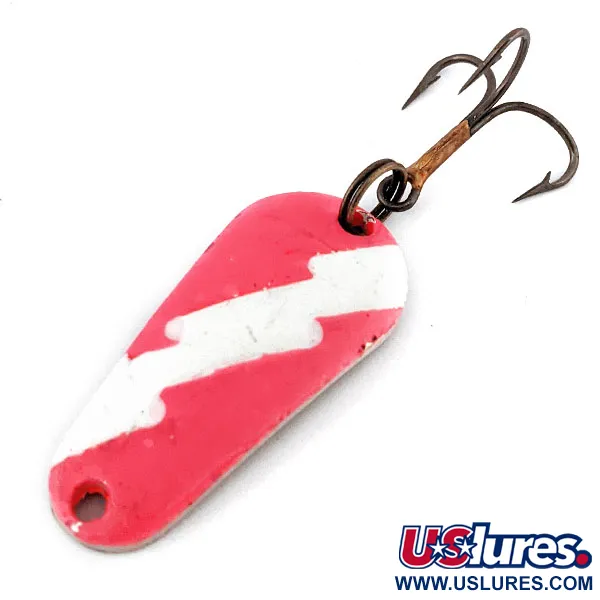 Vintage  Aeroplane Spinner Aero, 1/4oz Pink / White / Brass fishing spoon #13425