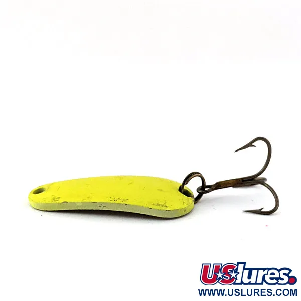 Vintage  Aeroplane Spinner Aero UV, 1/4oz Fluorescent Green / Brass fishing spoon #13429