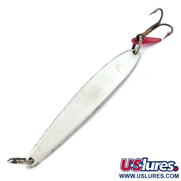 Vintage   Bay de Noc Swedish pimple #9, 1 1/3oz White Pearl fishing spoon #13462