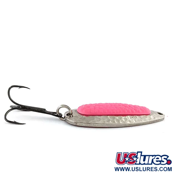Vintage   Blue Fox Pixee UV, 1/2oz Pink / Hammered Nickel fishing spoon #13471