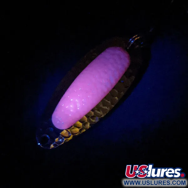 Vintage   Blue Fox Pixee UV, 1/2oz Pink / Hammered Nickel fishing spoon #13471