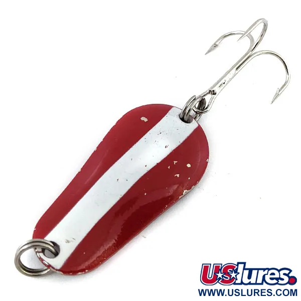 Vintage  Lucky Strike Banshee wobbler, 1/2oz Red / White / Nickel fishing spoon #13491