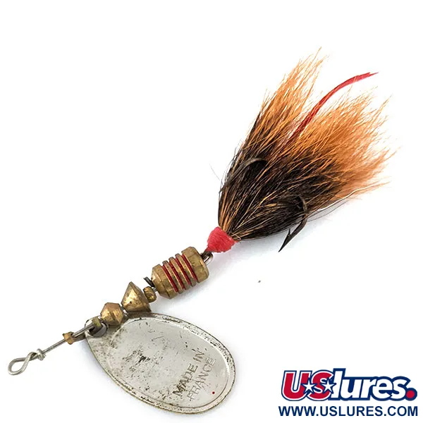 Vintage   Mepps Aglia 2 Dressed (squirrel tail), 3/16oz Silver spinning lure #13511