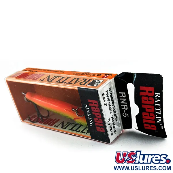   Rapala Rattl'n RAP 05 UV , 2/5oz Fire Tiger UV fishing spoon #17364