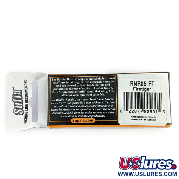   Rapala Rattl'n RAP 05 UV , 2/5oz Fire Tiger UV fishing spoon #17364