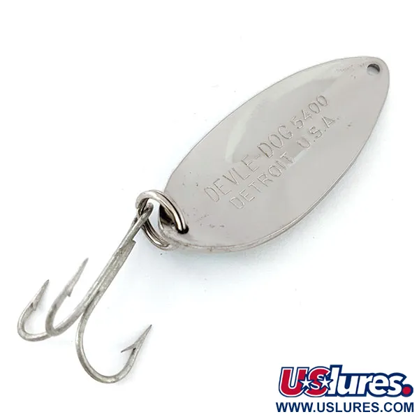 Vintage  Eppinger Dardevle Devle Dog 5400, 1/2oz Nickel / Green fishing spoon #13540