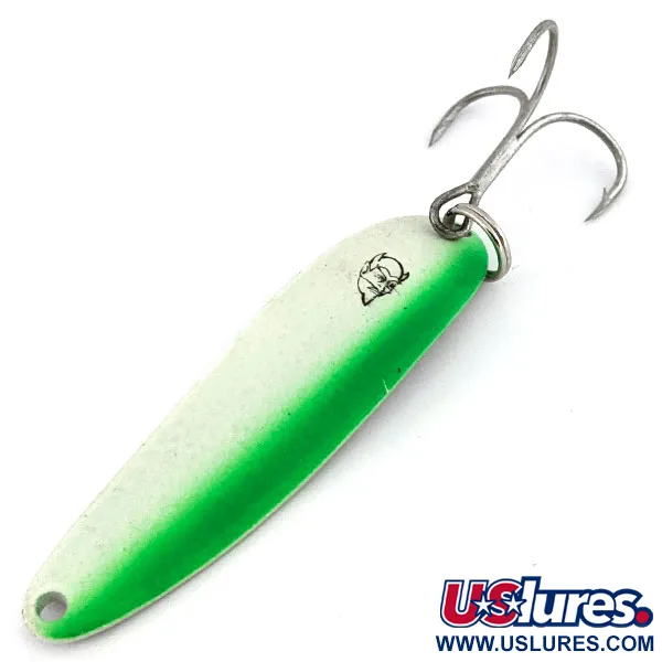 Vintage  Eppinger Dardevle Cop-E-Cat 7400 Glow, 1/2oz White / Green / Nickel Glow in Dark Phosphorescent fishing spoon #13701
