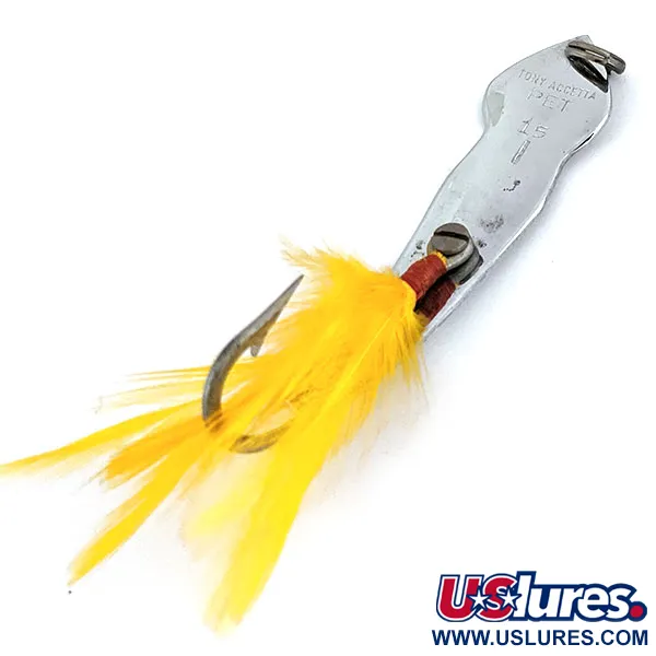 Vintage   ​Tony Accetta Pet Spoon 15, 1/2oz Nickel / Yellow fishing spoon #13704