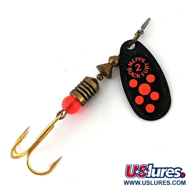 Vintage   Mepps Black Fury 2, 3/16oz Black / Red spinning lure #13707