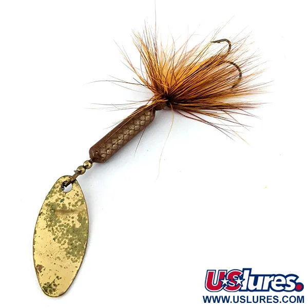 Vintage  Yakima Bait Worden’s Original Rooster Tail , 3/16oz Gold / Brown spinning lure #13712