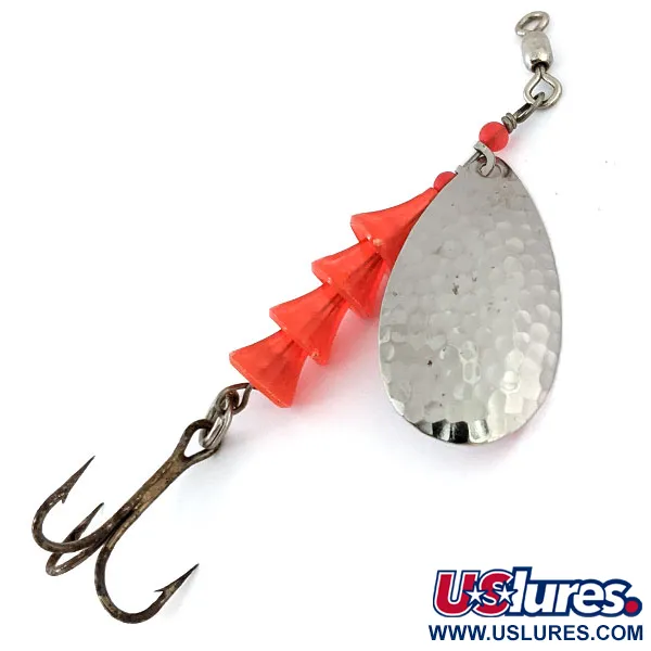 Vintage  Luhr Jensen ​TEE Spoon, 1/2oz Hammered Nickel / Red spinning lure #13716