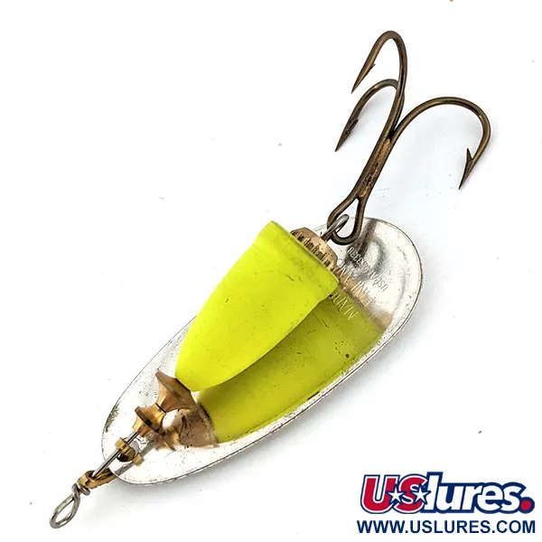 Vintage   Blue Fox Super Vibrax 5, 1/2oz Silver / Chartreuse spinning lure #13718