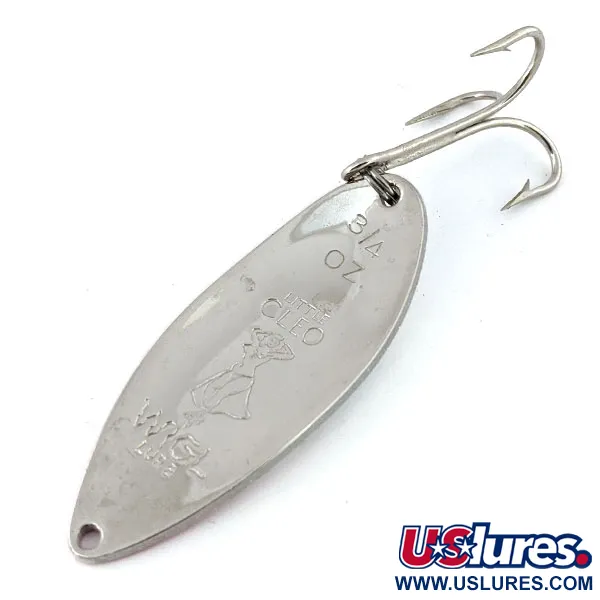 Vintage  Seneca Little Cleo (Hula Girl), 3/4oz White Pearl / Red / Nickel fishing spoon #13760