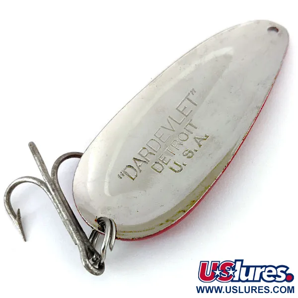 Vintage  Eppinger Dardevle Dardevlet, 3/4oz Red / White / Nickel fishing spoon #13796