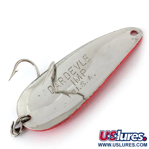 Vintage  Eppinger Dardevle Imp UV, 2/5oz Fluorescent Pink / Nickel fishing spoon #13798