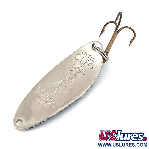 Vintage  Seneca Little Cleo (Hula Girl), 1/3oz Nickel / Blue fishing spoon #13806