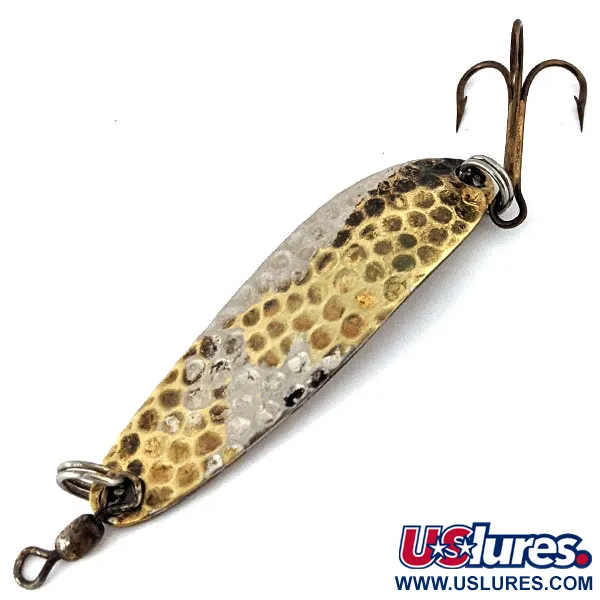 Vintage  Luhr Jensen Krocodile #3, 1/3oz Hammered Brass fishing spoon #13810