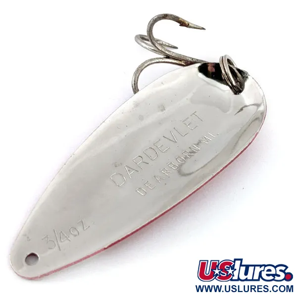 Vintage  Eppinger Dardevle Dardevlet, 3/4oz Red / White / Nickel fishing spoon #13840