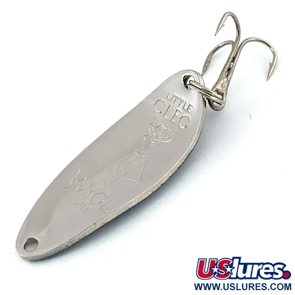 Vintage  Seneca Little Cleo (Hula Girl), 1/3oz Nickel / Blue fishing spoon #13854