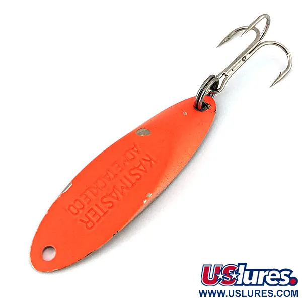Vintage  Acme Kastmaster UV, 1/2oz Nickel / Orange fishing spoon #13866