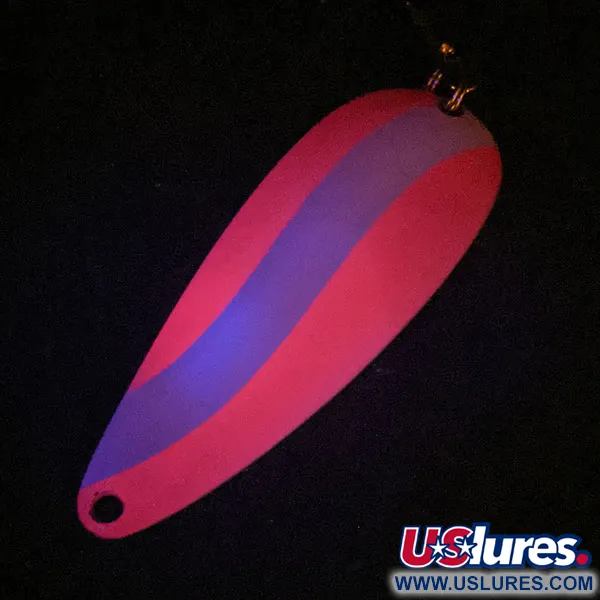 Vintage   Worth Chippewa Steel Spoon UV, 1/2oz Pink / White / Nickel fishing spoon #13905